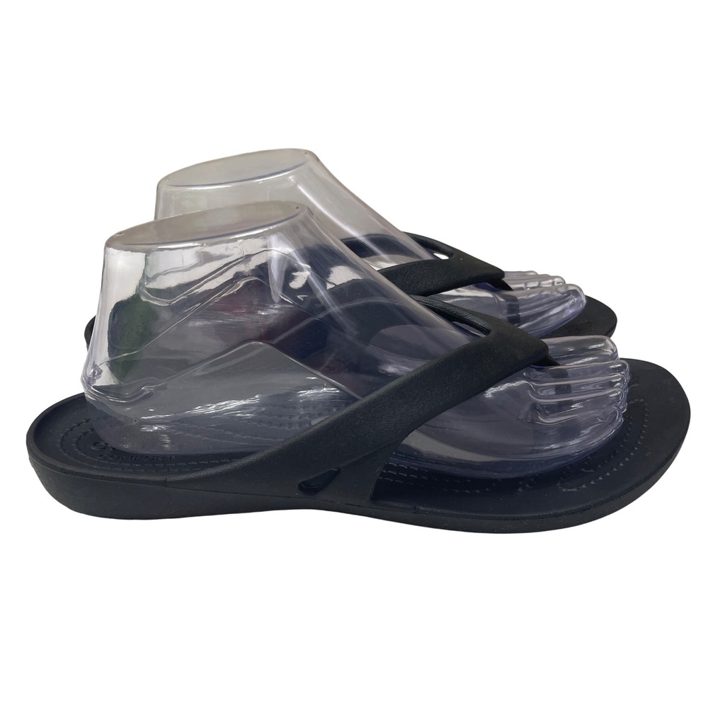 Crocs Kadee II Flip Flops Women 9 Black Sandals Lightweight Comfort 202492